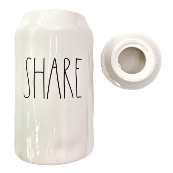 Rae Dunn SHARE CREAM & BLACK Ceramic Tall Share Canister LL NEW NO BOX - Picture 3 of 9